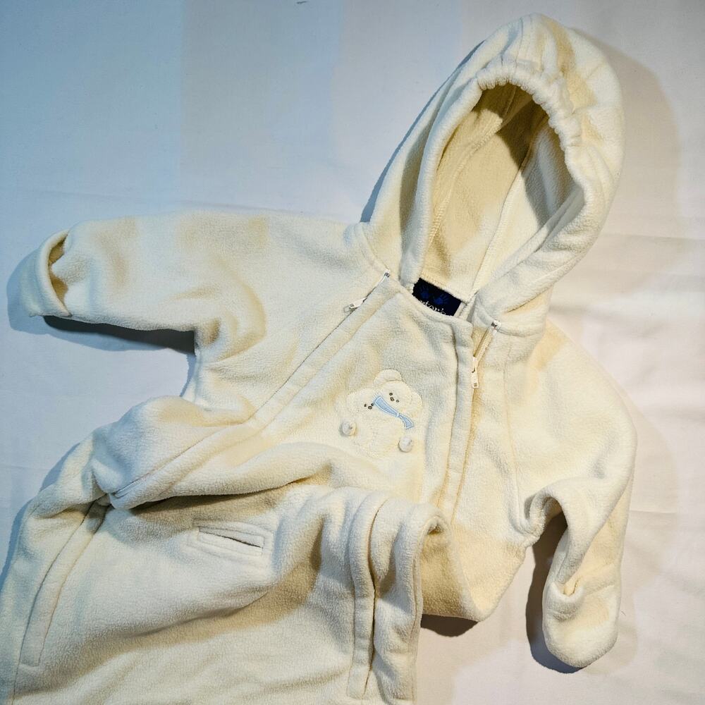 Vintage Carters Polar Bear Fleece Winter Bunting w/ Hood Gender Neutral